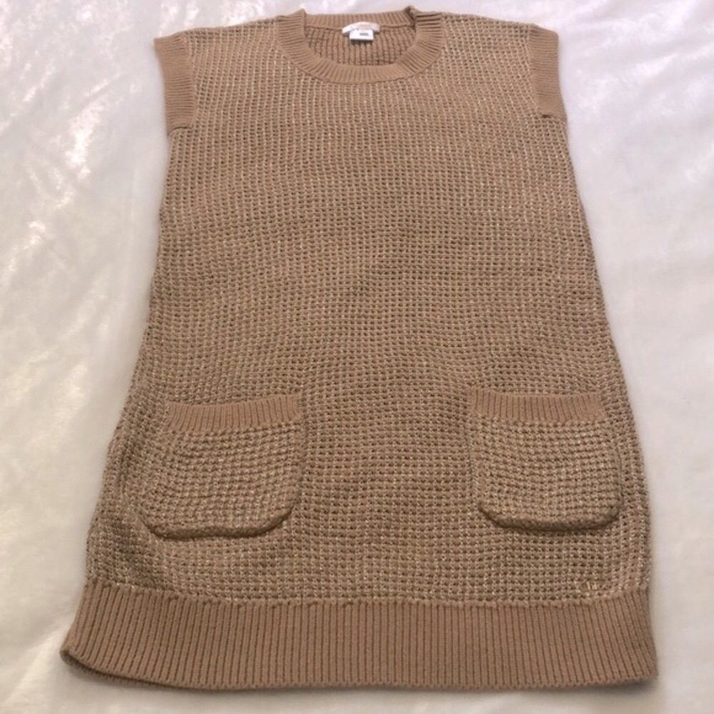 Chloe Gold Metallic Knit Sweater Dress, New without tag Size 12